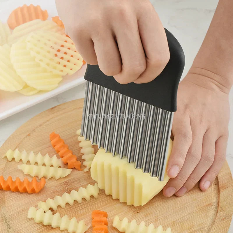 Vegetable Fruit Crinkle Wavy Kitchen Knife Cutter Chopper French Fry Maker Tools Gadget