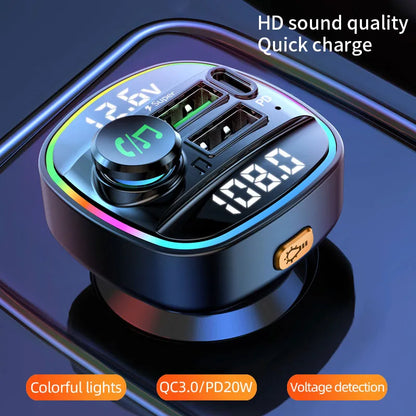 Bluetooth  FM Transmitter Handsfree  Radio ipod With  Super Quick Charge Adapter for Car